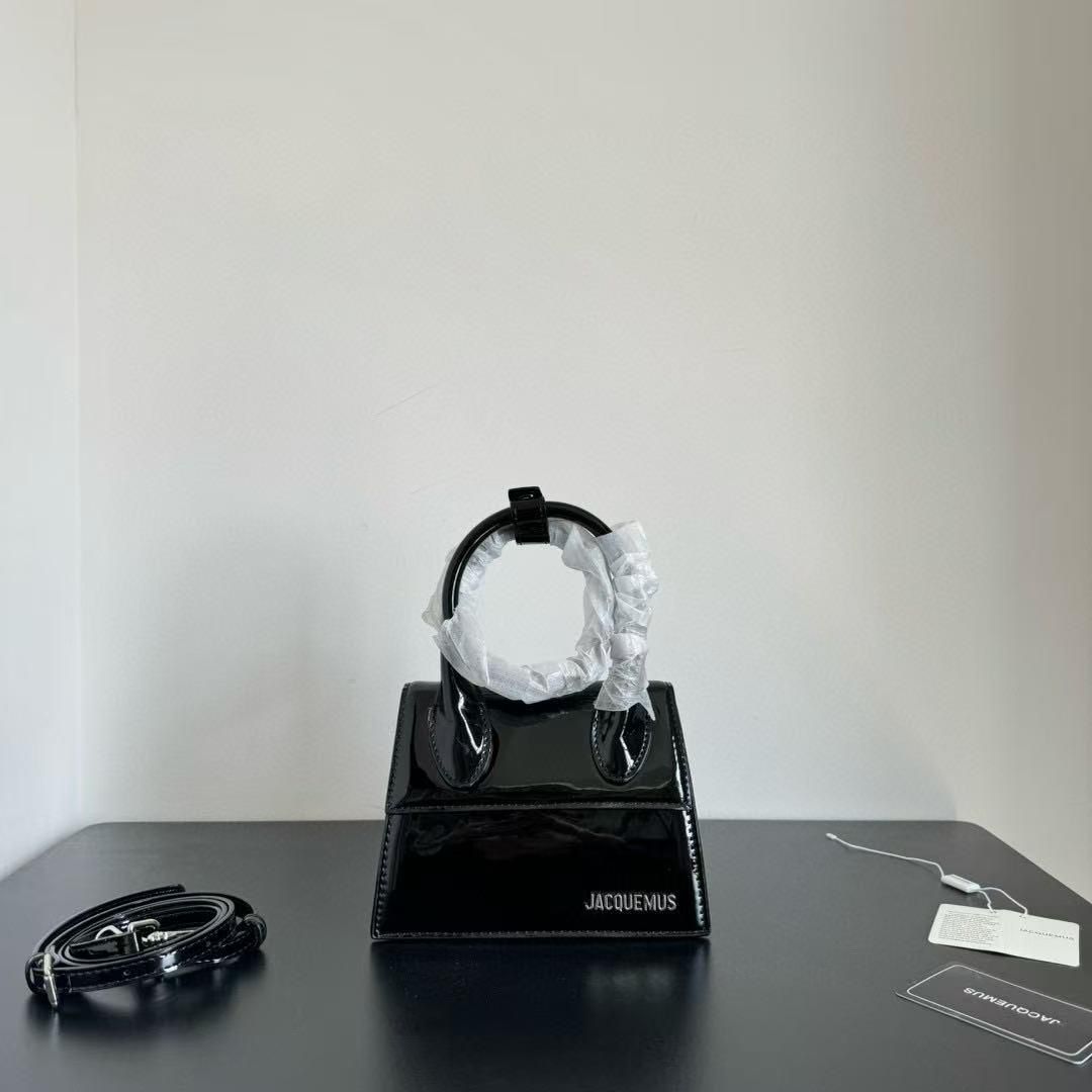 Jacquemus Chiquito Glossy Black Handbag (With Box)