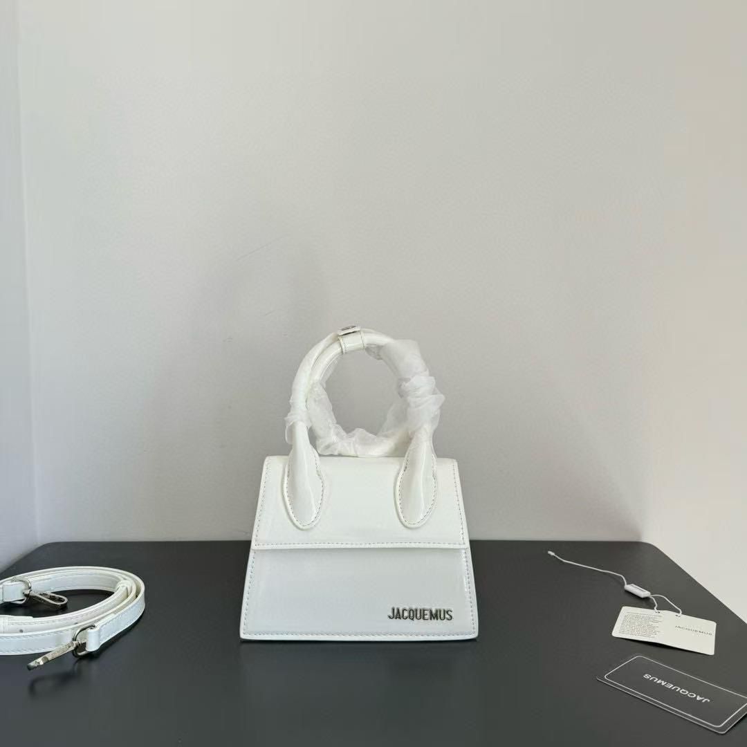 Jacquemus Chiquito Glossy White Handbag (With Box)