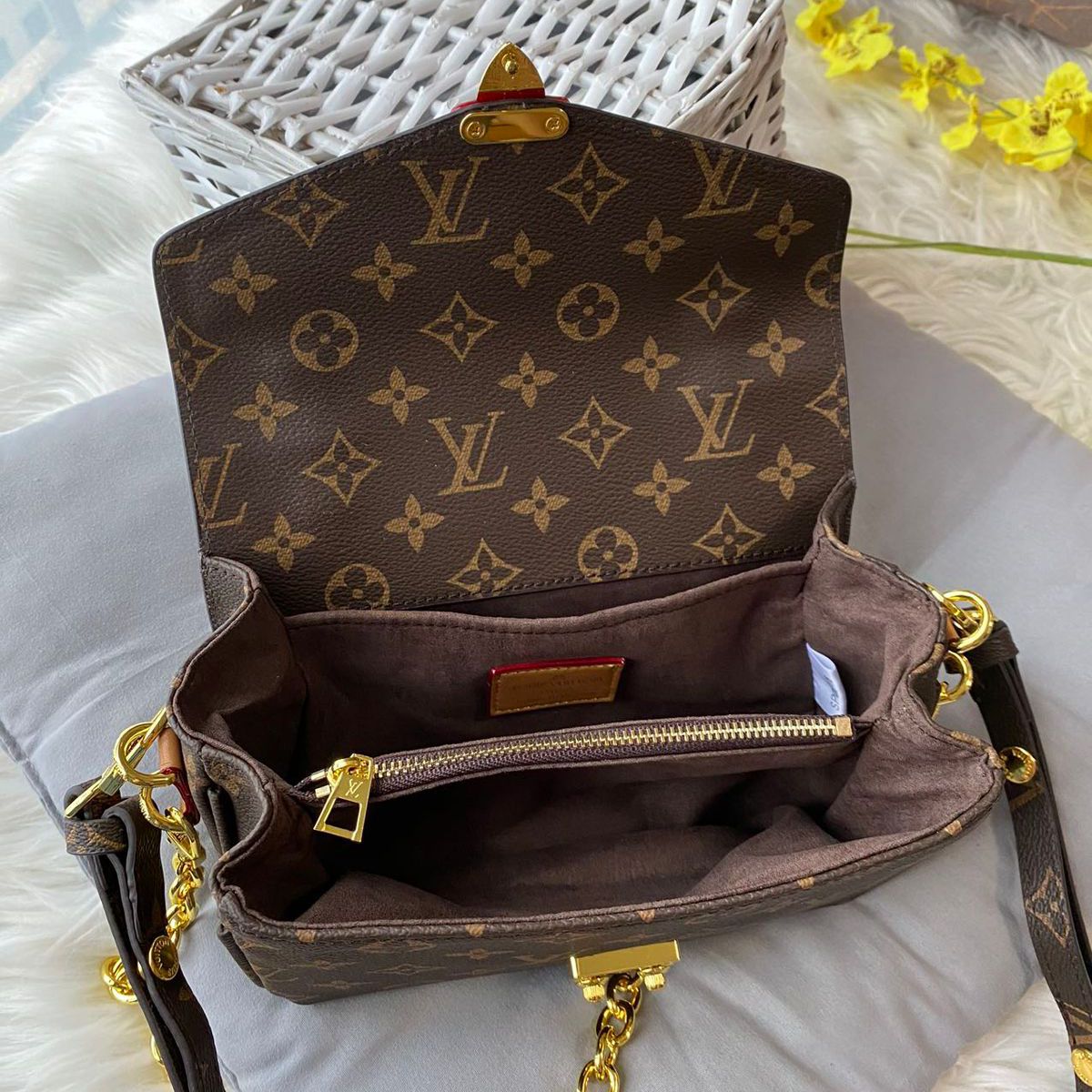 Louis Vuitton Coffee Monogram Pochette Metis Shoulder Bag (With Box)