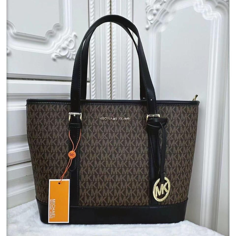 Michael Kors Jet set Coffee Black Medium Tote