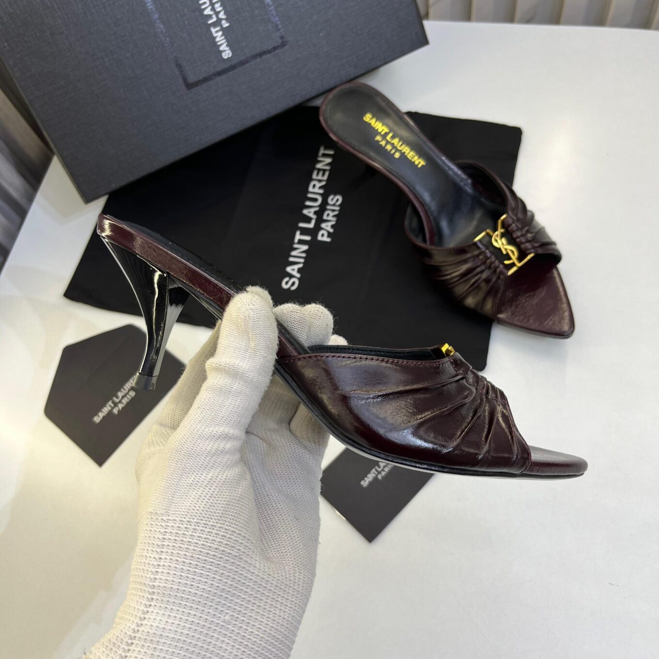 Ysl Babylone Wine Mules