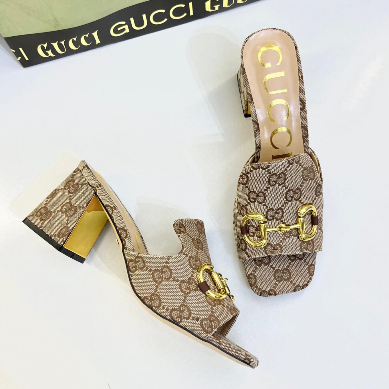 Gucci Alpha Horsebit Canvas Mules