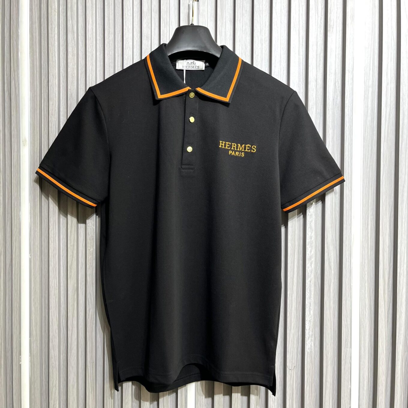 WhatsApp Image 2025-07-26 at 5.59.07 PM Hermes Paris Black Men's polo Tshirt