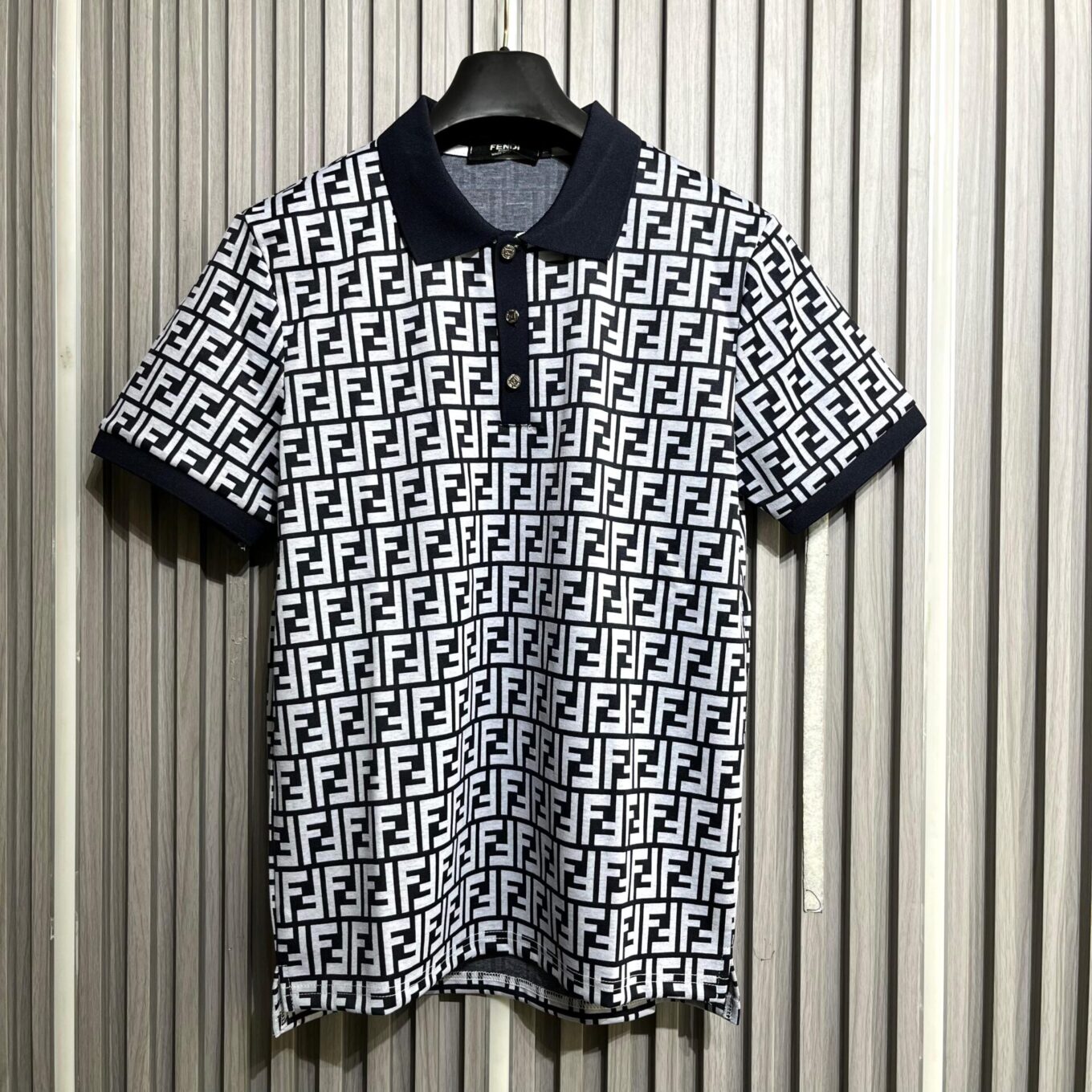 Fendi FF Signature Navy Blue Men’s Polo Tshirt