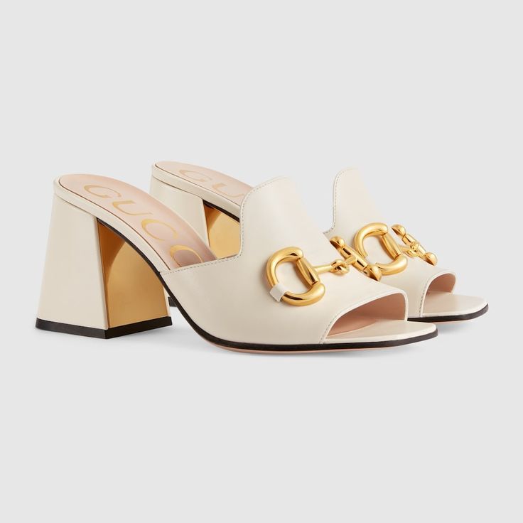 Gucci Alpha Horsebit White Mules