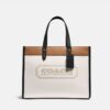 Coach Beige Color Block Field Tote (With Double Box)