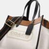 Coach Beige Color Block Field Tote (With Double Box)