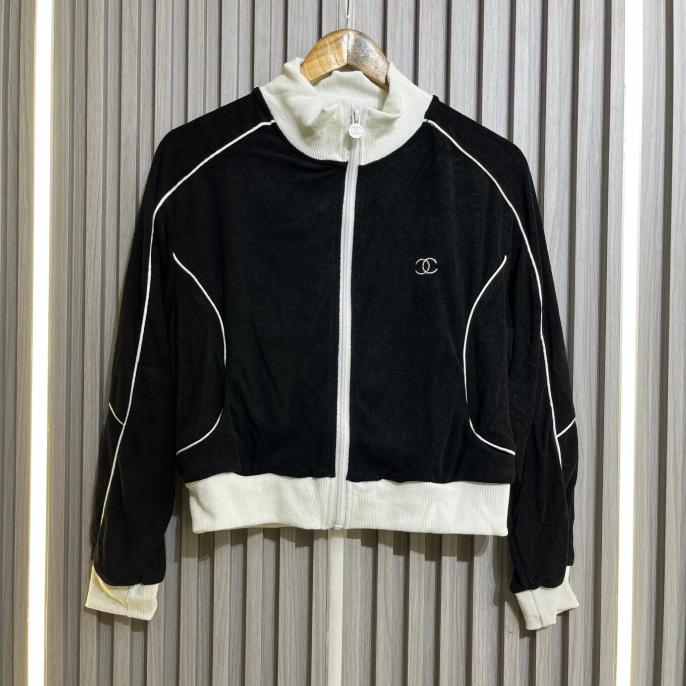 WhatsApp Image 2025-08-06 at 5.58.16 PM (2) Chanel Women's Black & White Cotton Lycra Co-ord Set