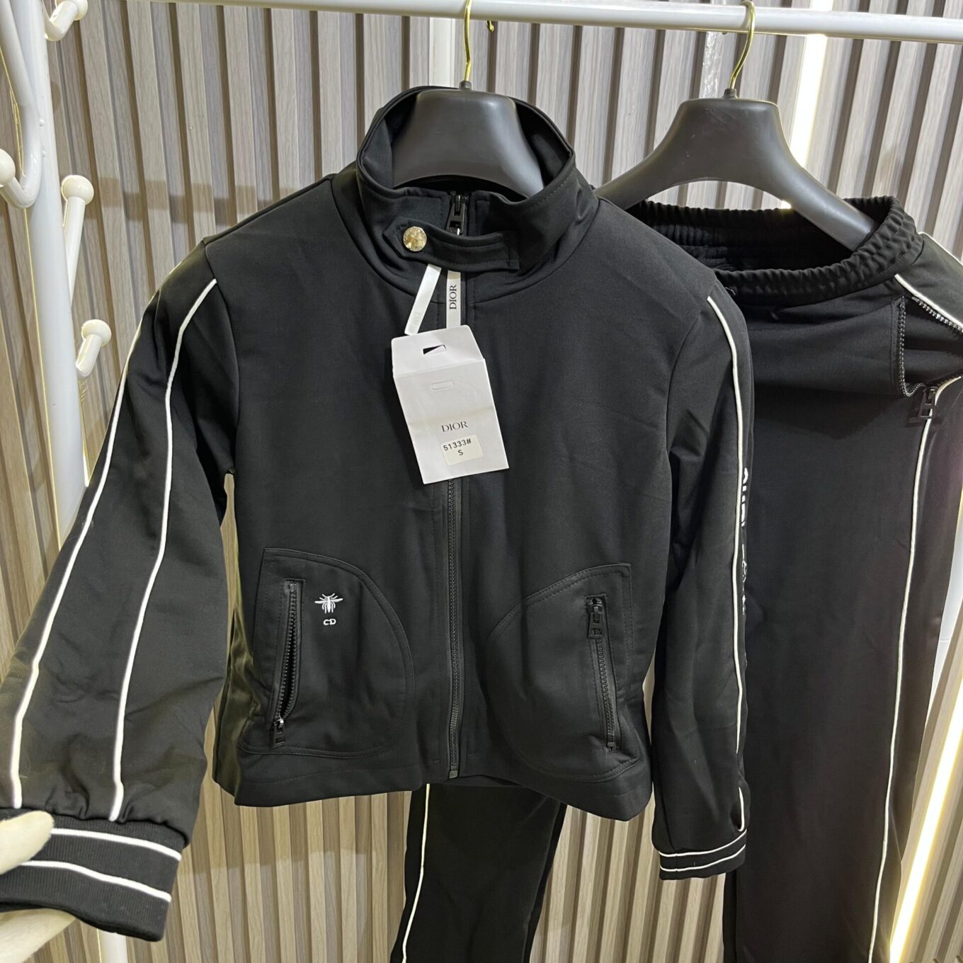 WhatsApp Image 2025-08-06 at 6.10.41 PM (2) Christian Dior Women's Black Co-ord Set with White Piping