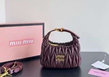 Miu Miu Wander Wine Red Small Hobo Bag (With Box)
