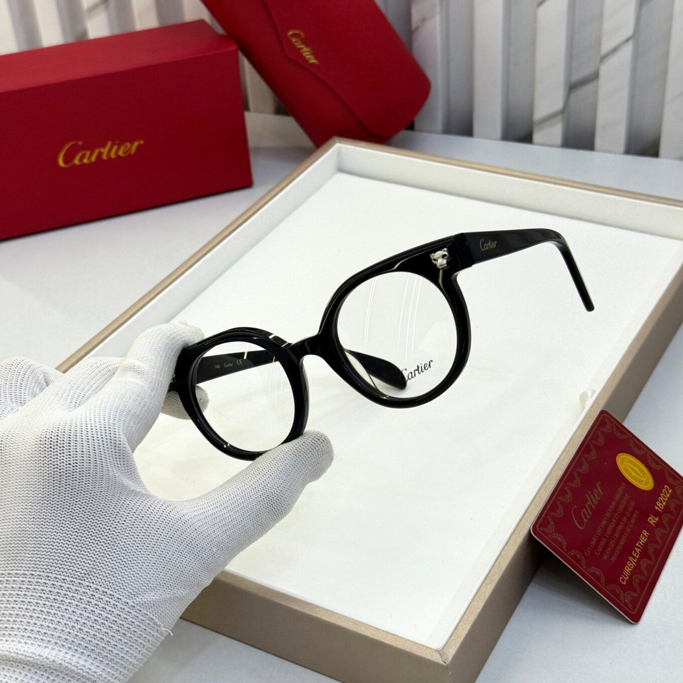 Cartier Round Black Unisex Optical Frame