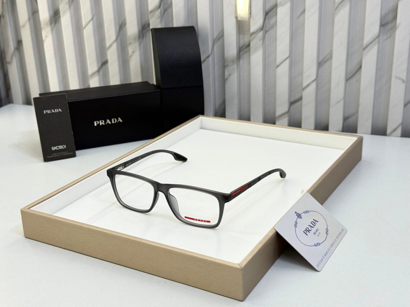 Prada Rectangle Unisex Grey Optical Frame