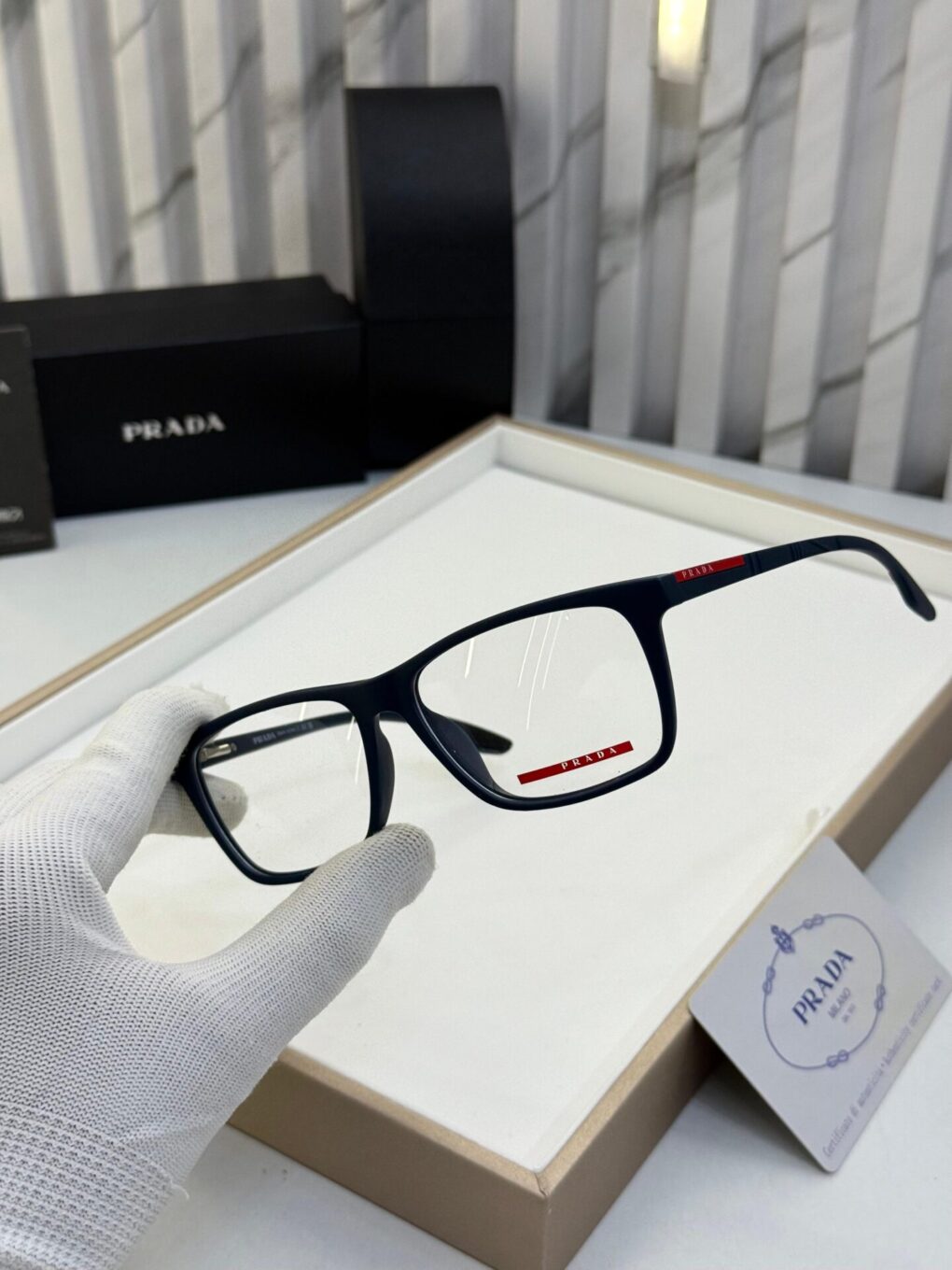 WhatsApp Image 2025-08-17 at 2.38.28 PM (1) Prada Rectangle Unisex Black Optical Frame