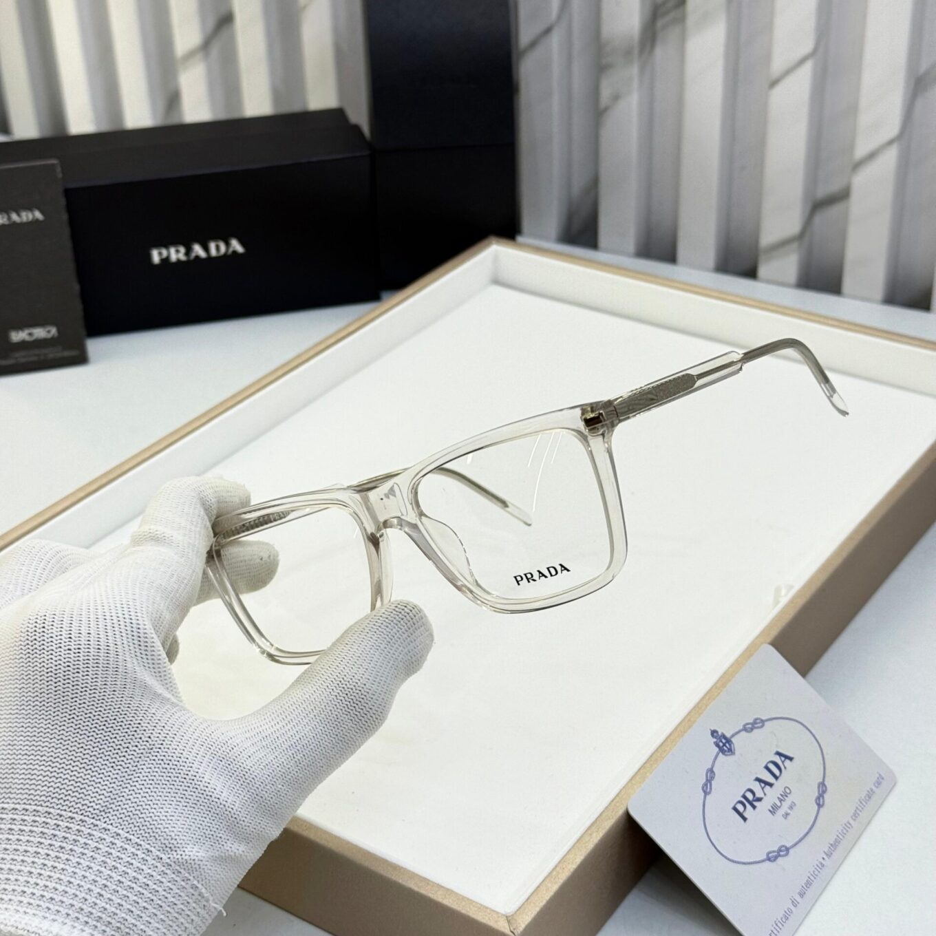 Prada Men Transparent Optical Frame