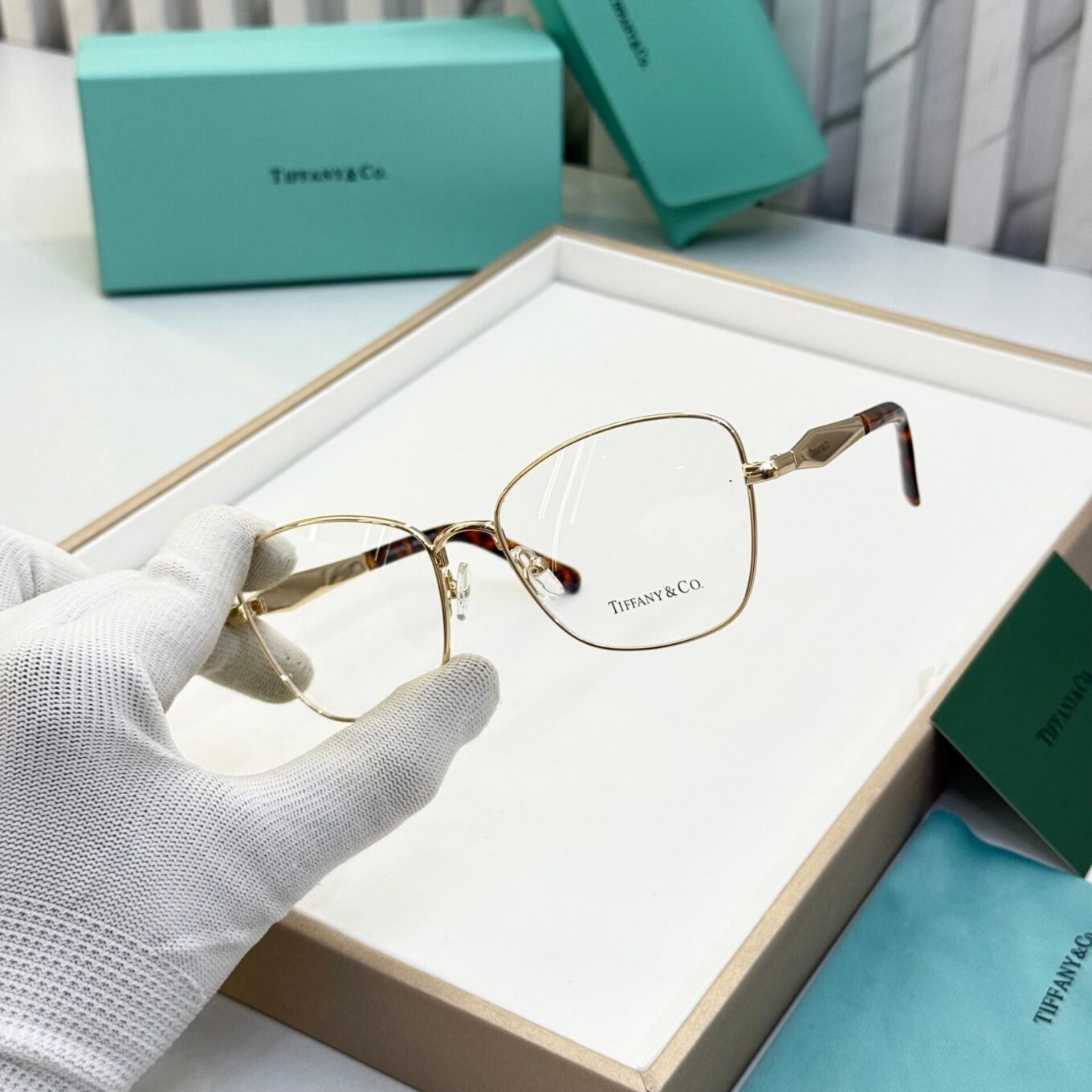 Tiffany & Co. Gold Leopard Print Women's Eyeglasses