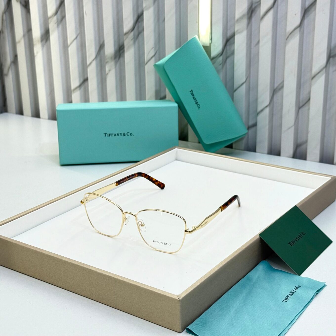 Tiffany & Co. Gold Leopard Print Women's Eyeglasses