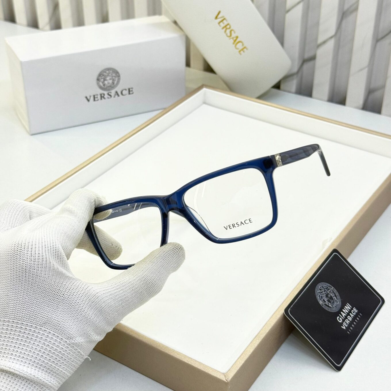 Versace Square Blue Men's Eyeglasses
