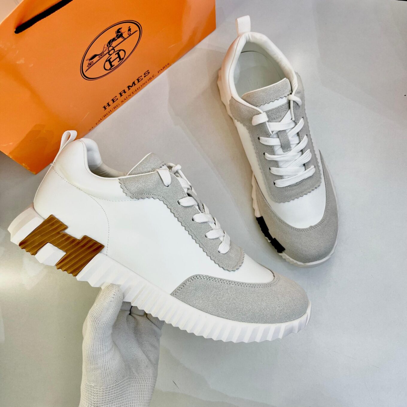 Hermes Bouncing White Sneaker