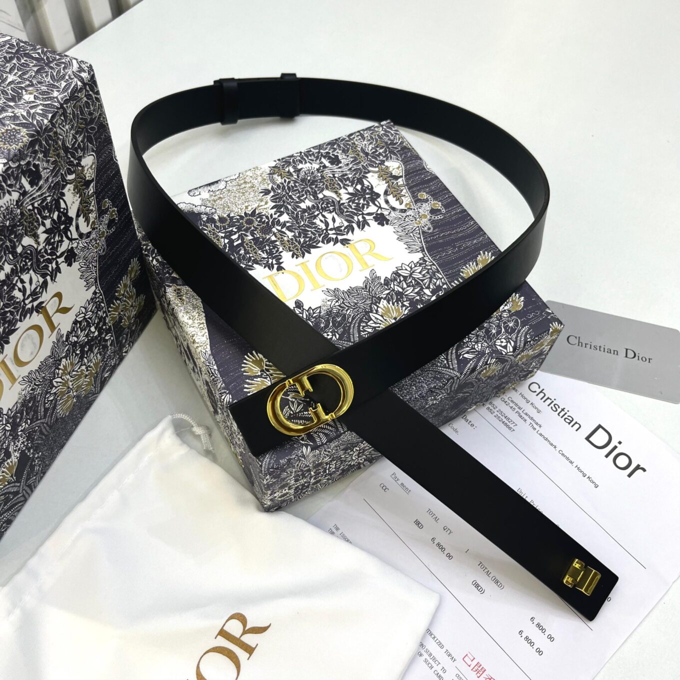 WhatsApp Image 2025-08-22 at 6.41.59 PM Christian Dior Black Leather Double Ring Gold Buckle Belt