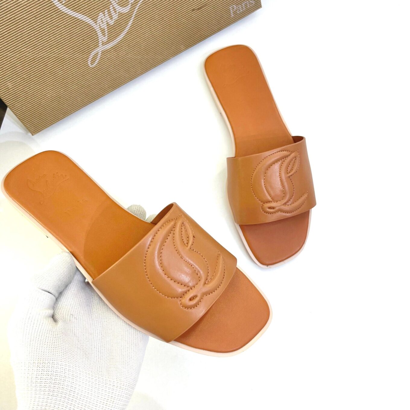 Christian Louboutin Brown Mules Flat