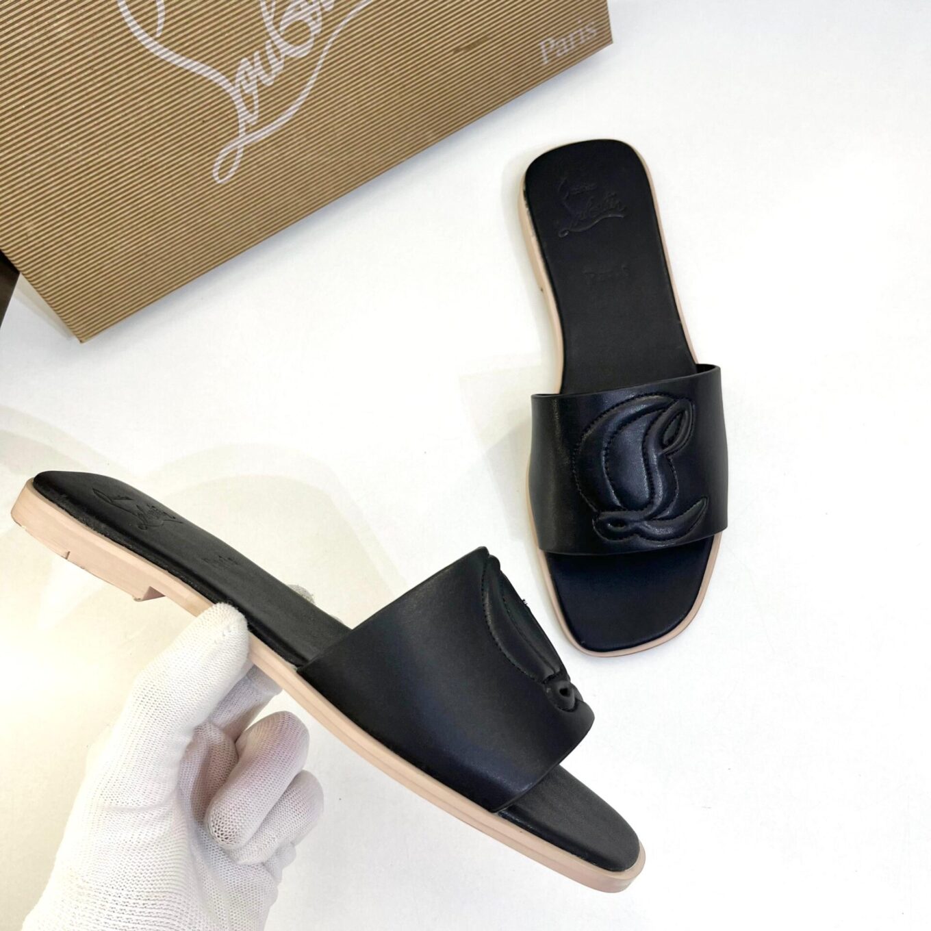 Christian Louboutin Black Mules Flat