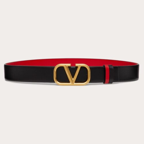 Valentino Garavani Black and Red Reversible Belt