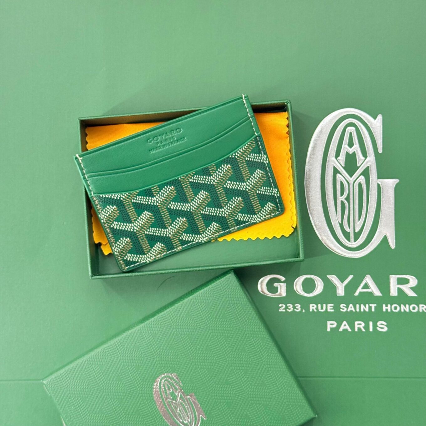 Goyard Saint Sulpice Green Color Card Holder Wallet (With Box)