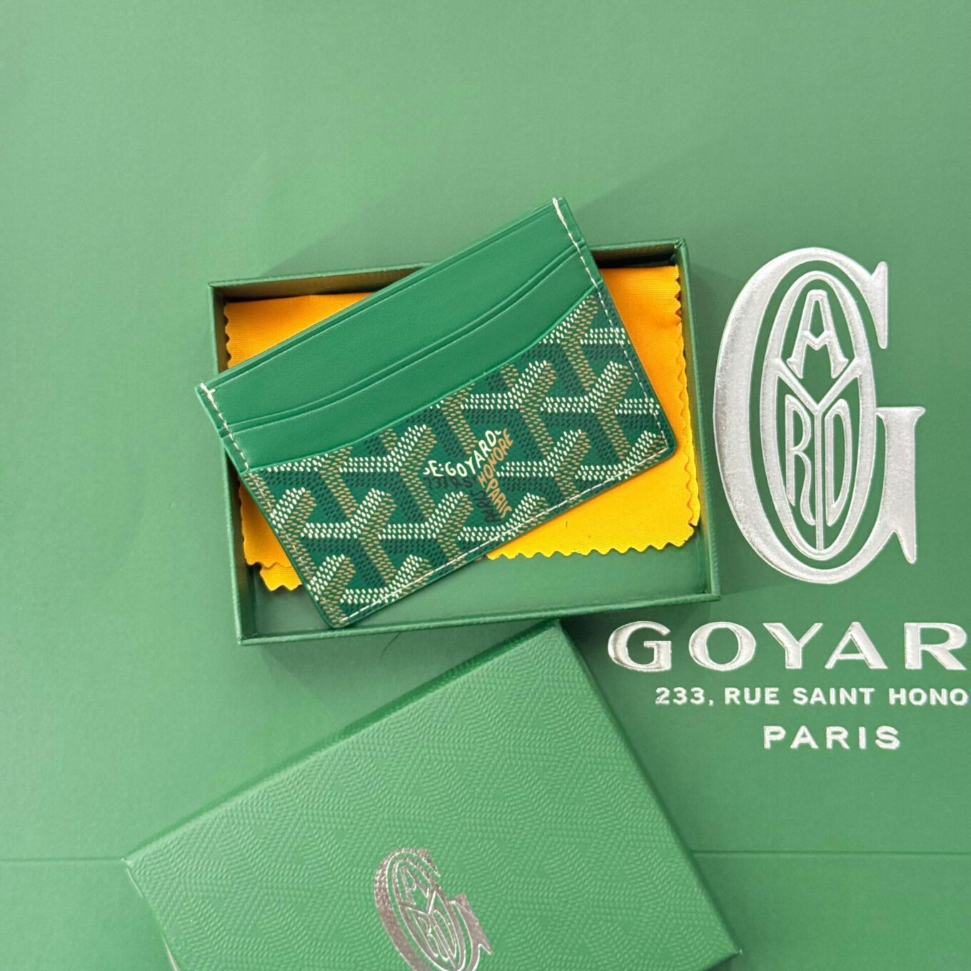 Goyard Saint Sulpice Green Color Card Holder Wallet (With Box)