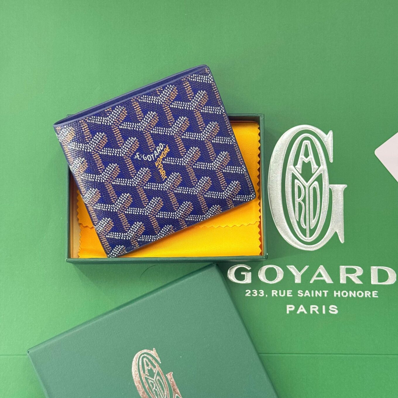 Goyard Victoire Blue Color Wallet With Box (With Box)