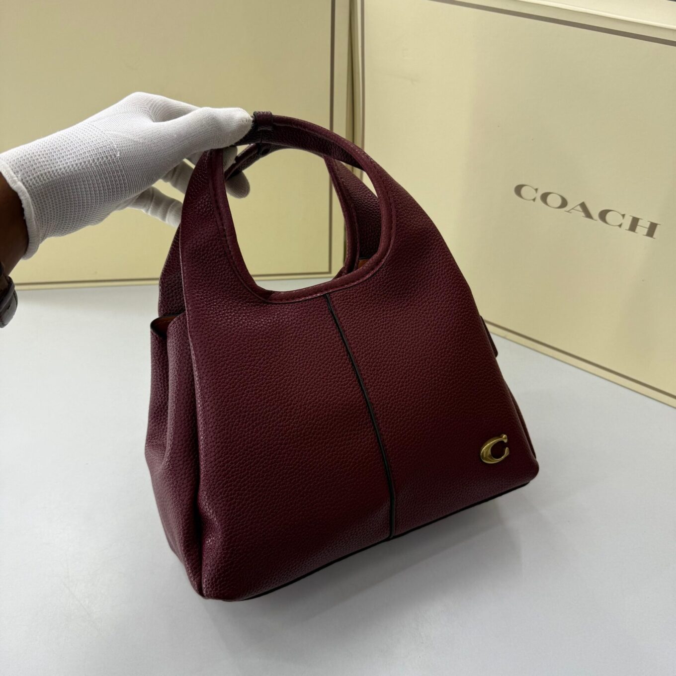 Coach Lana Maroon Color Shoulder Bag (With Box)