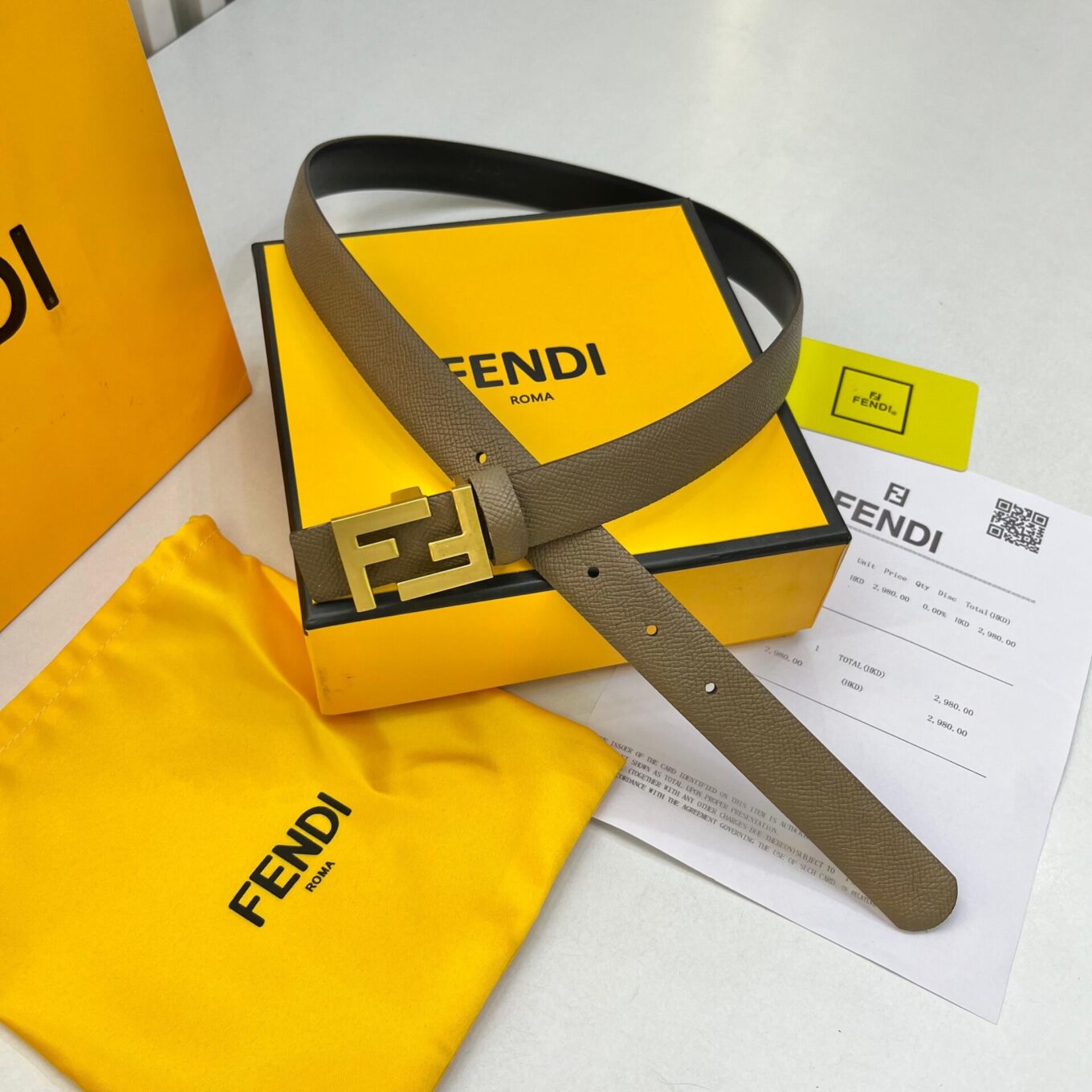 WhatsApp Image 2025-08-26 at 10.58.59 AM Fendi Khaki FF Logo Belt