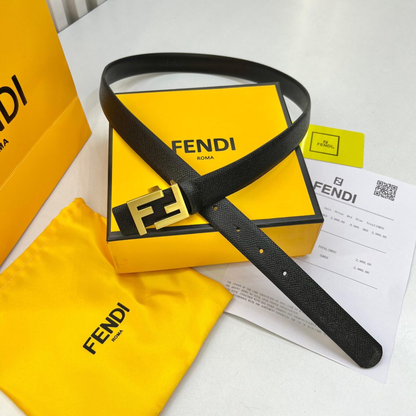 Fendi Black FF Logo Belt