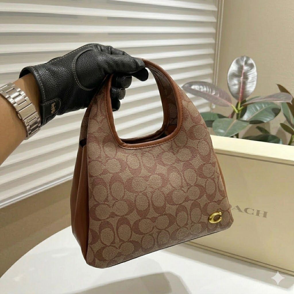 Coach Lana Coach Print Brown Color Shoulder Bag (With Box)