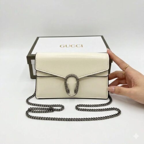 WhatsApp Image 2026-04-30 at 12.37.05 Gucci Dionysus White Shinny Small Sling Bag (With Box)
