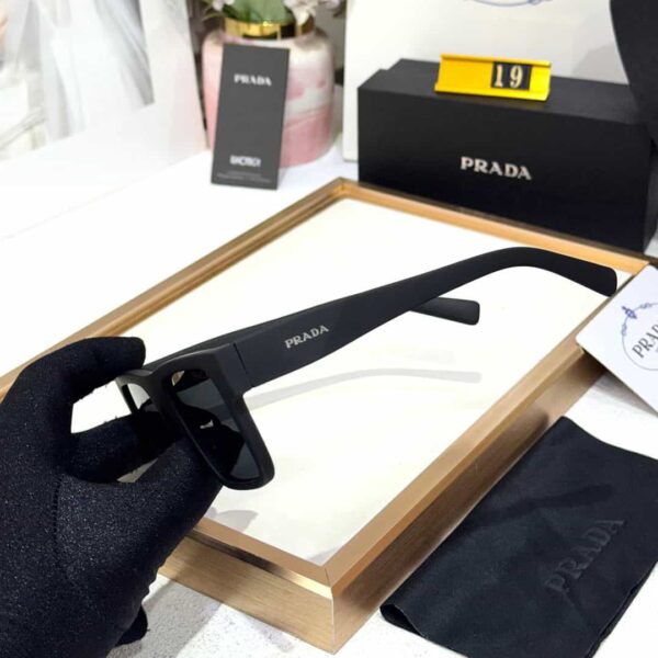 Prada Square Black Matte Unisex Flat-Top Sunglasses