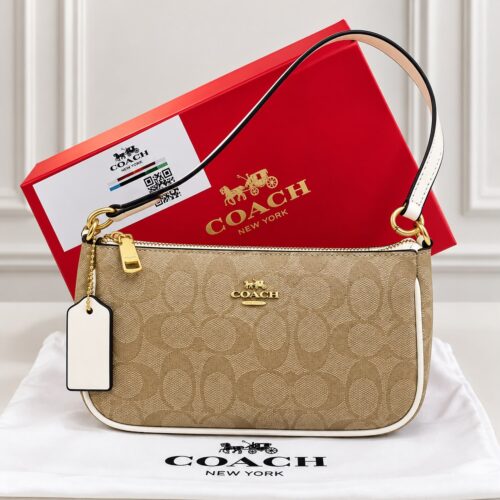 Coach Appricot White Shoulder Bag (With Box)