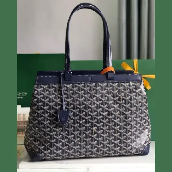 9913: Dark Blue Goyard Bellechasse Blue Tote Bag