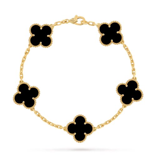 Van Cleef Alhambra Black Clover Gold Color Bracelet