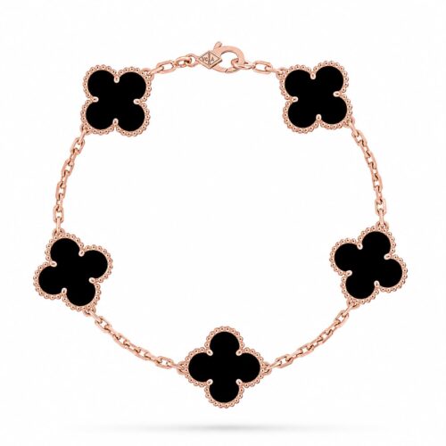 Van Cleef Alhambra Black Clover Rose Gold Color Bracelet