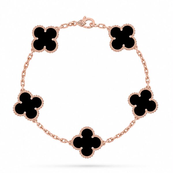 Van Cleef Alhambra Black Clover Rose Gold Color Bracelet