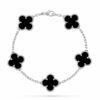 Van Cleef Alhambra Black Clover Silver Color Bracelet