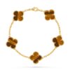 Van Cleef Alhambra Brown Marble Clover Gold Color Bracelet