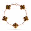 Van Cleef Alhambra Brown Marble Clover Rose Gold Color Bracelet