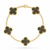 Van Cleef Alhambra Gray Marble Clover Gold Color Bracelet