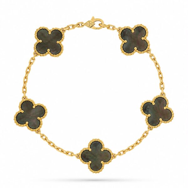 Van Cleef Alhambra Gray Marble Clover Gold Color Bracelet