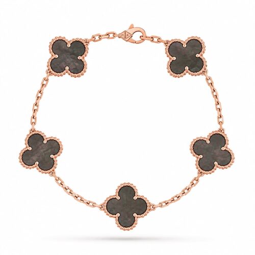 Van Cleef Alhambra Gray Marble Clover Rose Gold Color Bracelet
