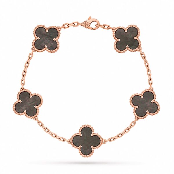Van Cleef Alhambra Gray Marble Clover Rose Gold Color Bracelet