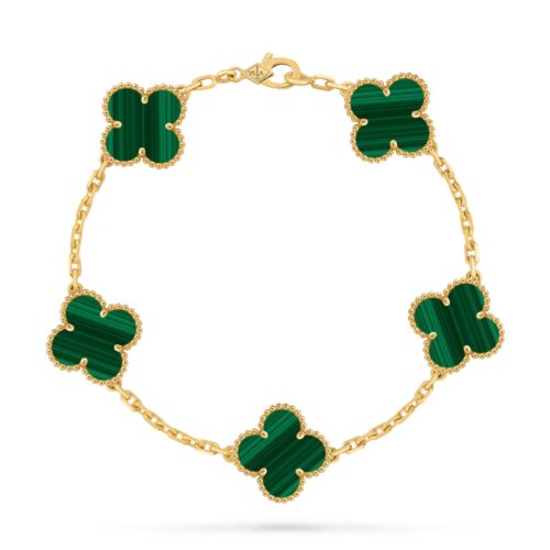 Van Cleef Alhambra Green Clover Gold Color Bracelet