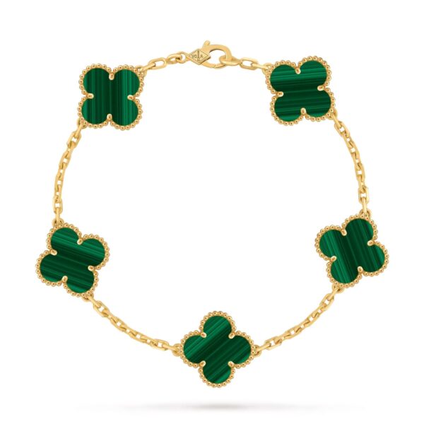 Van Cleef Alhambra Green Clover Gold Color Bracelet
