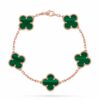 Van Cleef Alhambra Green Clover Rose Gold Color Bracelet